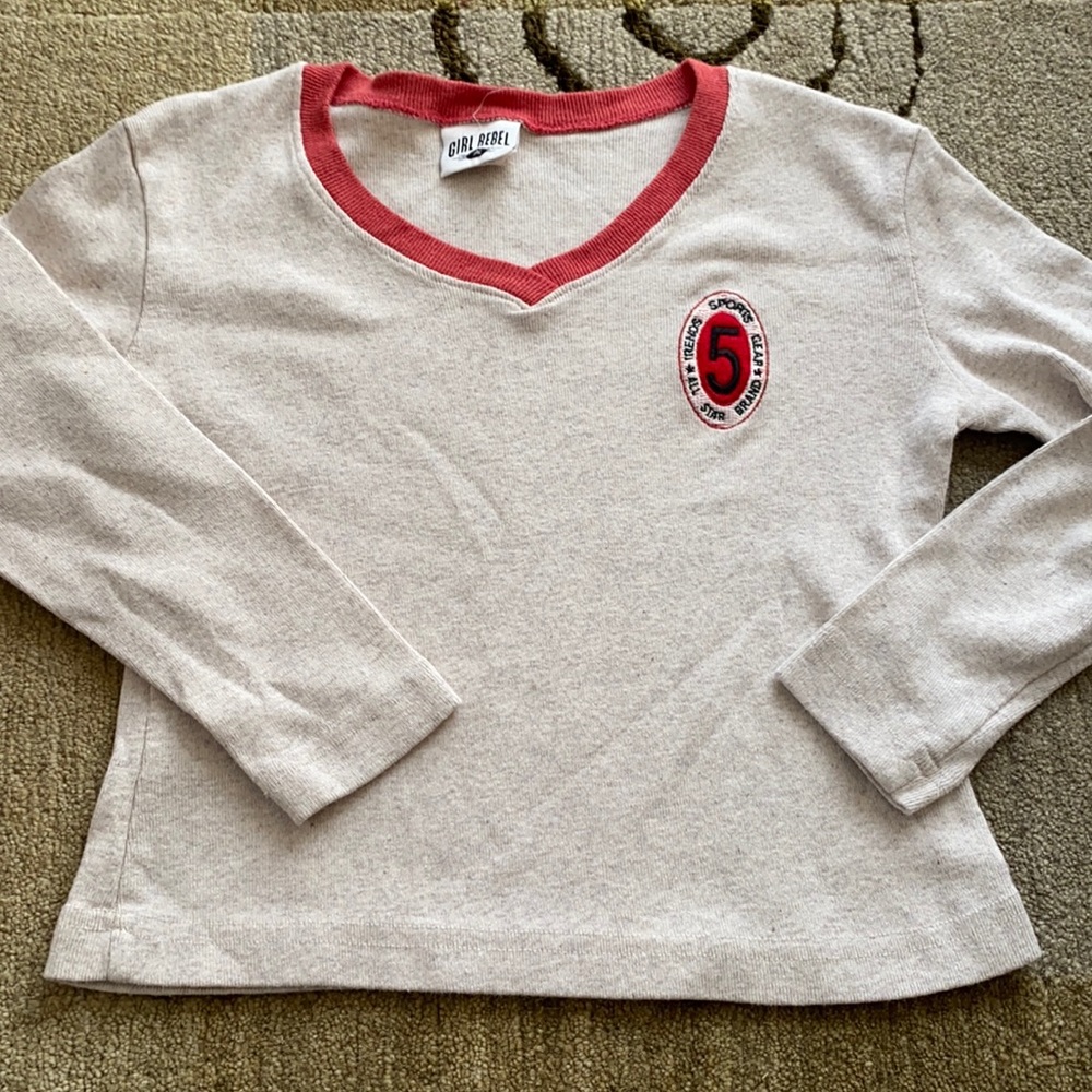 ~Girl Rebel~ V-Neck Sporty Cotton Top